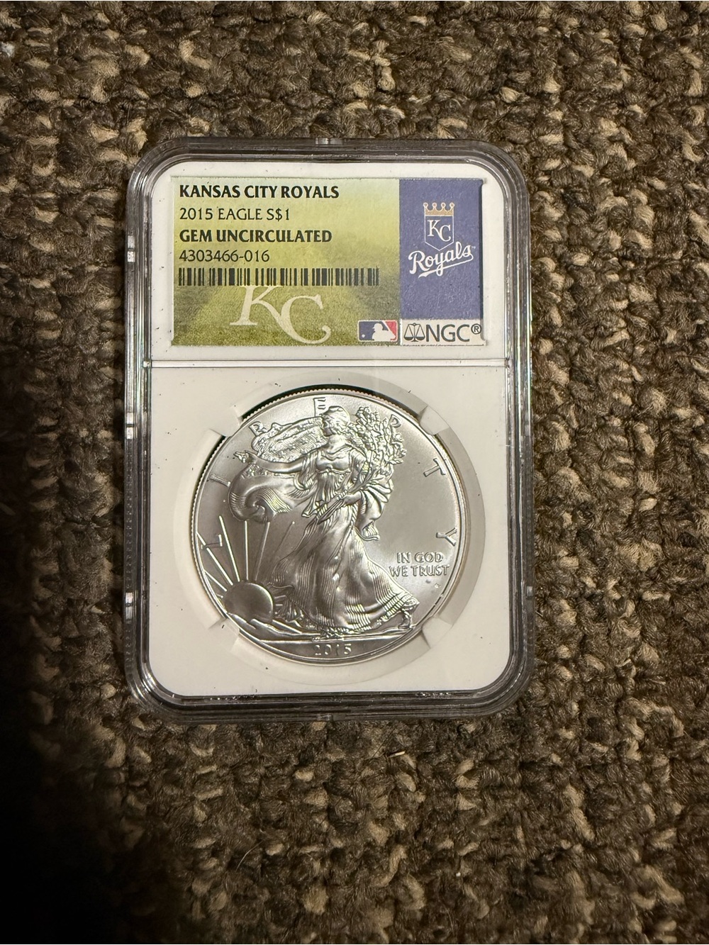 NGC Kansas City Royals 2015 Uncirculated America Liberty Silver Coin